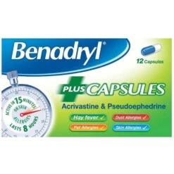 Benadryl Allergy Relief Plus Decongestant Capsules Pack Of 12