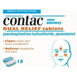 Contac Non-drowsy Dual Relief Capsules Pack Of 18