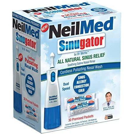 Neilmed Sinugator Cordless Pulsating Nasal Wash & 30 Pre-Mixed Packets 2 Neilmed Sinugator Cordless Pulsating Nasal Wash & 30 Pre-Mixed Packets
